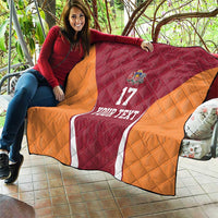 Latvia Football Custom Quilt Red Latvian Pattern