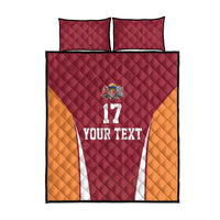 Latvia Football Custom Quilt Bed Set Red Latvian Pattern