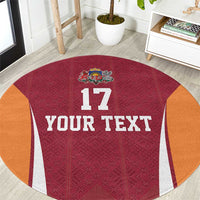Latvia Football Custom Round Carpet Red Latvian Pattern