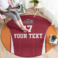 Latvia Football Custom Round Carpet Red Latvian Pattern