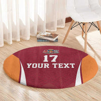 Latvia Football Custom Round Carpet Red Latvian Pattern