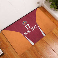 Latvia Football Custom Rubber Doormat Red Latvian Pattern