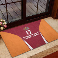 Latvia Football Custom Rubber Doormat Red Latvian Pattern