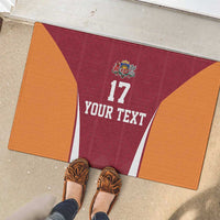 Latvia Football Custom Rubber Doormat Red Latvian Pattern