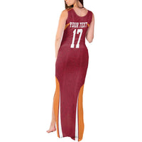Latvia Football Custom Tank Maxi Dress Red Latvian Pattern