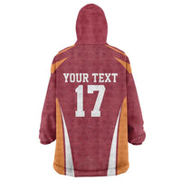 Latvia Football Custom Wearable Blanket Hoodie Red Latvian Pattern