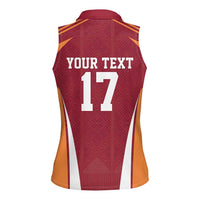 Latvia Football Custom Women Sleeveless Polo Shirt Red Latvian Pattern