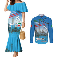 Italy Republic Day Couples Matching Mermaid Dress and Long Sleeve Button Shirt Festa della Repubblica with Frecce Tricolori