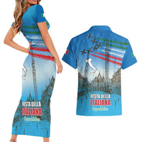 Italy Republic Day Couples Matching Short Sleeve Bodycon Dress and Hawaiian Shirt Festa della Repubblica with Frecce Tricolori