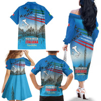 Italy Republic Day Family Matching Off The Shoulder Long Sleeve Dress and Hawaiian Shirt Festa della Repubblica with Frecce Tricolori
