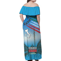 Italy Republic Day Family Matching Off Shoulder Maxi Dress and Hawaiian Shirt Festa della Repubblica with Frecce Tricolori