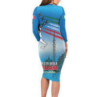 Italy Republic Day Long Sleeve Bodycon Dress Festa della Repubblica with Frecce Tricolori