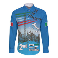 Italy Republic Day Long Sleeve Button Shirt Festa della Repubblica with Frecce Tricolori