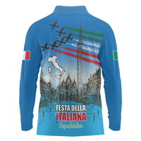 Italy Republic Day Long Sleeve Polo Shirt Festa della Repubblica with Frecce Tricolori