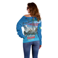 Italy Republic Day Off Shoulder Sweater Festa della Repubblica with Frecce Tricolori