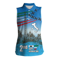 Italy Republic Day Women Sleeveless Polo Shirt Festa della Repubblica with Frecce Tricolori