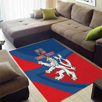 Personalized Czech Republic Coat of Arms Area Rug Statni Znak Ceske Republiky - Silver Double-tailed Lion