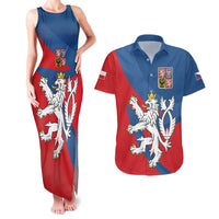 Personalized Czech Republic Coat of Arms Couples Matching Tank Maxi Dress and Hawaiian Shirt Statni Znak Ceske Republiky - Silver Double-tailed Lion