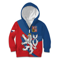 Personalized Czech Republic Coat of Arms Kid Hoodie Statni Znak Ceske Republiky - Silver Double-tailed Lion