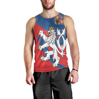 Personalized Czech Republic Coat of Arms Men Tank Top Statni Znak Ceske Republiky - Silver Double-tailed Lion LT17 - Wonder Print Shop