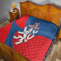 Personalized Czech Republic Coat of Arms Quilt Statni Znak Ceske Republiky - Silver Double-tailed Lion LT17 - Wonder Print Shop