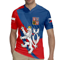 Personalized Czech Republic Coat of Arms Rugby Jersey Statni Znak Ceske Republiky - Silver Double-tailed Lion LT17 - Wonder Print Shop