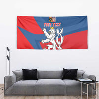 Personalized Czech Republic Coat of Arms Tapestry Statni Znak Ceske Republiky - Silver Double-tailed Lion LT17 - Wonder Print Shop