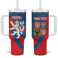Personalized Czech Republic Coat of Arms Tumbler With Handle Statni Znak Ceske Republiky - Silver Double-tailed Lion LT17 - Wonder Print Shop