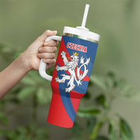 Personalized Czech Republic Coat of Arms Tumbler With Handle Statni Znak Ceske Republiky - Silver Double-tailed Lion LT17 - Wonder Print Shop