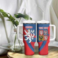 Personalized Czech Republic Coat of Arms Tumbler With Handle Statni Znak Ceske Republiky - Silver Double-tailed Lion LT17 - Wonder Print Shop