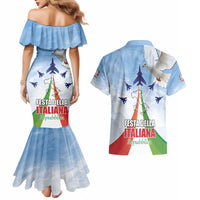 Italy Festa della Repubblica Couples Matching Mermaid Dress and Hawaiian Shirt Frecce Tricolori with Dove