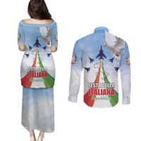 Italy Festa della Repubblica Couples Matching Puletasi and Long Sleeve Button Shirt Frecce Tricolori with Dove