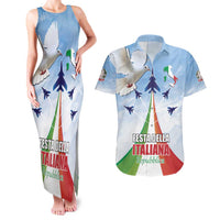 Italy Festa della Repubblica Couples Matching Tank Maxi Dress and Hawaiian Shirt Frecce Tricolori with Dove