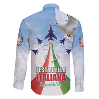 Italy Festa della Repubblica Family Matching Off The Shoulder Long Sleeve Dress and Hawaiian Shirt Frecce Tricolori with Dove