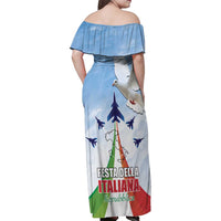 Italy Festa della Repubblica Family Matching Off Shoulder Maxi Dress and Hawaiian Shirt Frecce Tricolori with Dove
