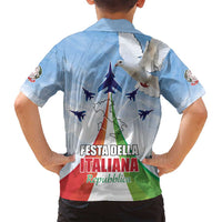 Italy Festa della Repubblica Family Matching Tank Maxi Dress and Hawaiian Shirt Frecce Tricolori with Dove