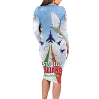 Italy Festa della Repubblica Long Sleeve Bodycon Dress Frecce Tricolori with Dove