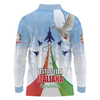 Italy Festa della Repubblica Long Sleeve Polo Shirt Frecce Tricolori with Dove