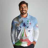 Italy Festa della Repubblica Long Sleeve Polo Shirt Frecce Tricolori with Dove
