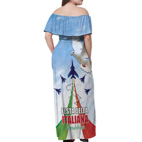 Italy Festa della Repubblica Off Shoulder Maxi Dress Frecce Tricolori with Dove