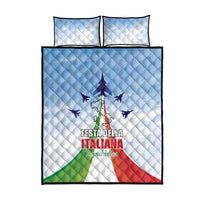 Italy Festa della Repubblica Quilt Bed Set Frecce Tricolori with Dove