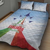 Italy Festa della Repubblica Quilt Bed Set Frecce Tricolori with Dove