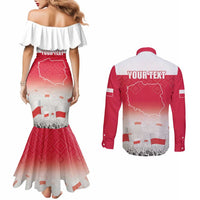 Polish Flag Day Personalized Couples Matching Mermaid Dress and Long Sleeve Button Shirt Duma Narodu 2nd May