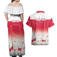 Polish Flag Day Personalized Couples Matching Off Shoulder Maxi Dress and Hawaiian Shirt Duma Narodu 2nd May