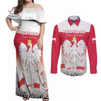 Polish Flag Day Personalized Couples Matching Off Shoulder Maxi Dress and Long Sleeve Button Shirt Duma Narodu 2nd May