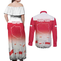 Polish Flag Day Personalized Couples Matching Off Shoulder Maxi Dress and Long Sleeve Button Shirt Duma Narodu 2nd May