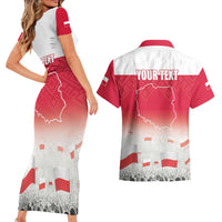 Polish Flag Day Personalized Couples Matching Short Sleeve Bodycon Dress and Hawaiian Shirt Duma Narodu 2nd May