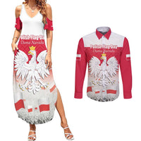 Polish Flag Day Personalized Couples Matching Summer Maxi Dress and Long Sleeve Button Shirt Duma Narodu 2nd May