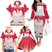 Polish Flag Day Personalized Family Matching Off The Shoulder Long Sleeve Dress and Hawaiian Shirt Duma Narodu 2nd May