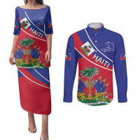 Haitian Flag Day 18 May Couples Matching Puletasi and Long Sleeve Button Shirt Jounen Drapo Ayisyen